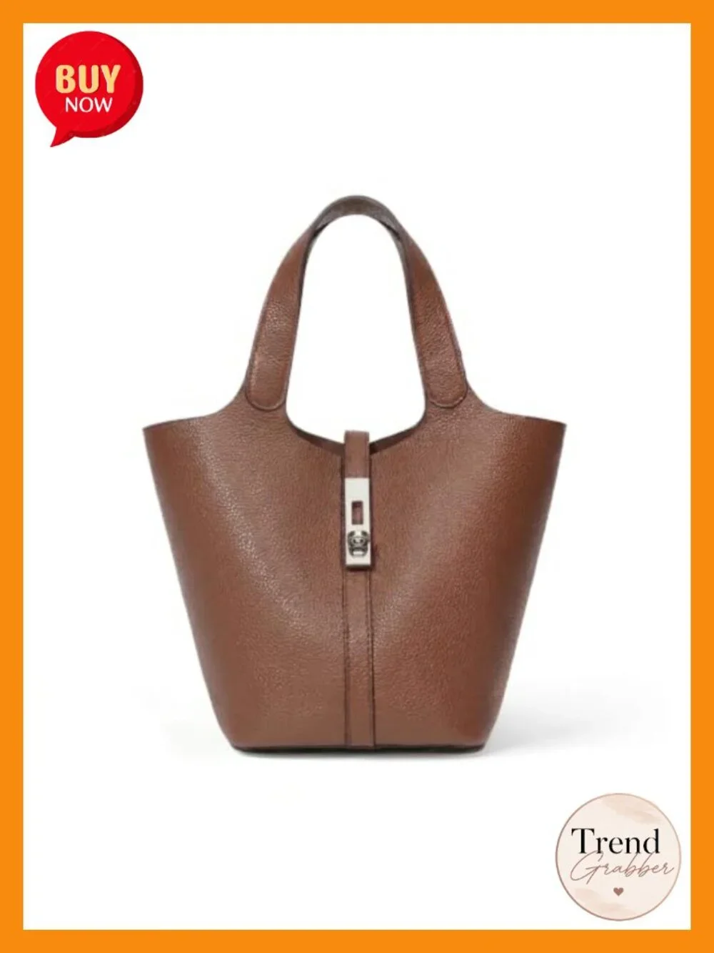 Vegan Leather Lock Bucket Purse Satchel Tote Bag Top Handle